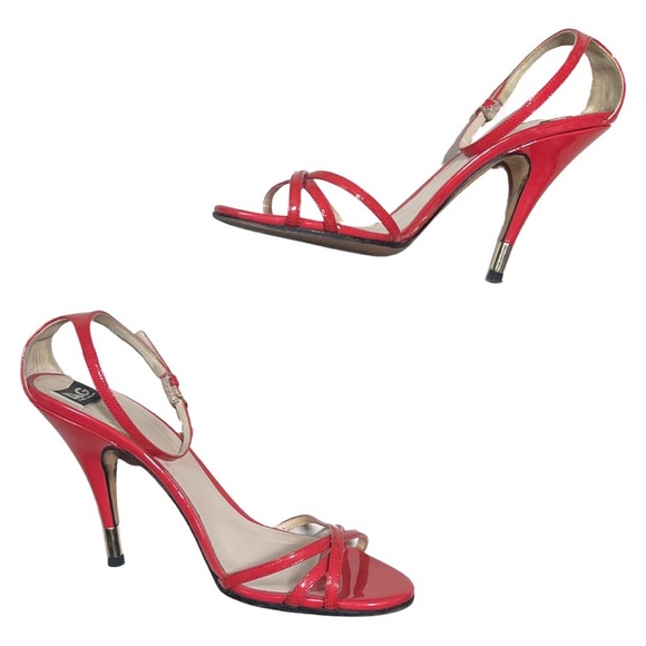 Dolce & Gabbana Ankle Strap Open Toe 4” Heel Pumps Red Women’s Size US 8 / 38 - Picture 5 of 7